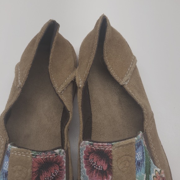 Ariat Womens Tan Suede Floral Slip On Loafer Shoes Size 8.5B - Picture 8 of 11